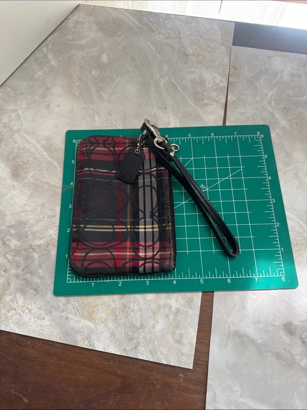 Coach plaid wristlet